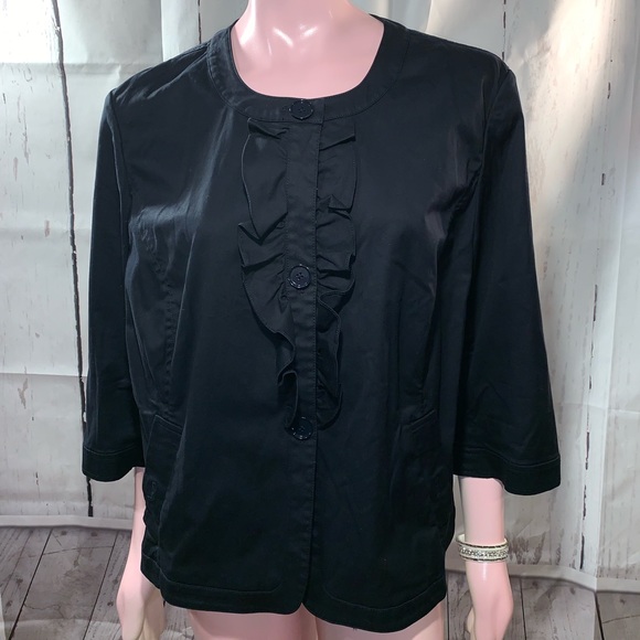 Talbots 18W Black Button Front Blouse or Blazer - Picture 3 of 7